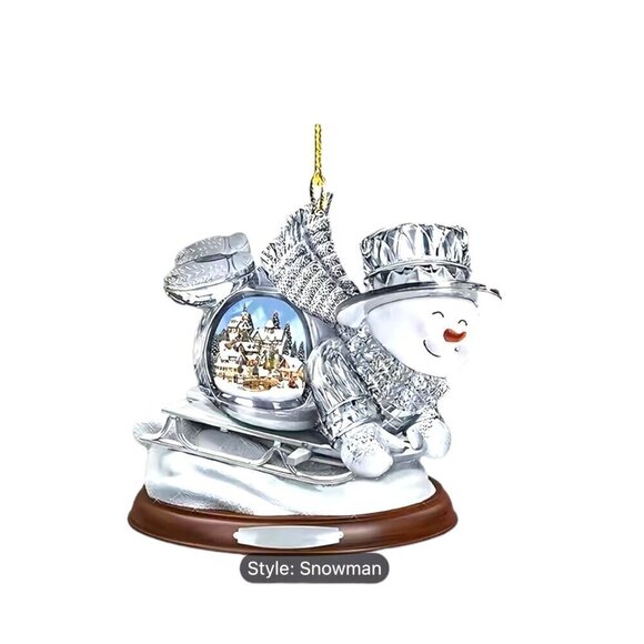 Snowman Snow Globe Ornament Hanging Acrylic Holiday Tree Car Ornament New - Picture 3 of 3